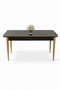 Hanah Home Mesa de Comedor Rewa - Mármol Negro y Dorado